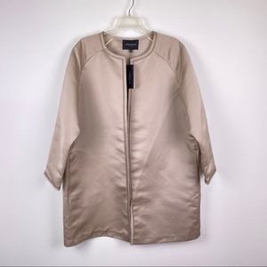 Lafayette 148 Taupe Open Front Longline Light Coat